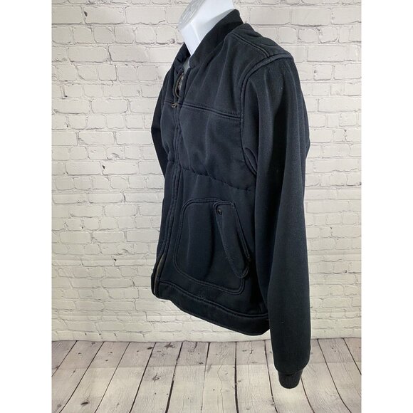 VTG CC Filson Navy Blue Wool Lined Full Zip Collarless Jacket Inner Pocket M USA - Picture 10 of 10